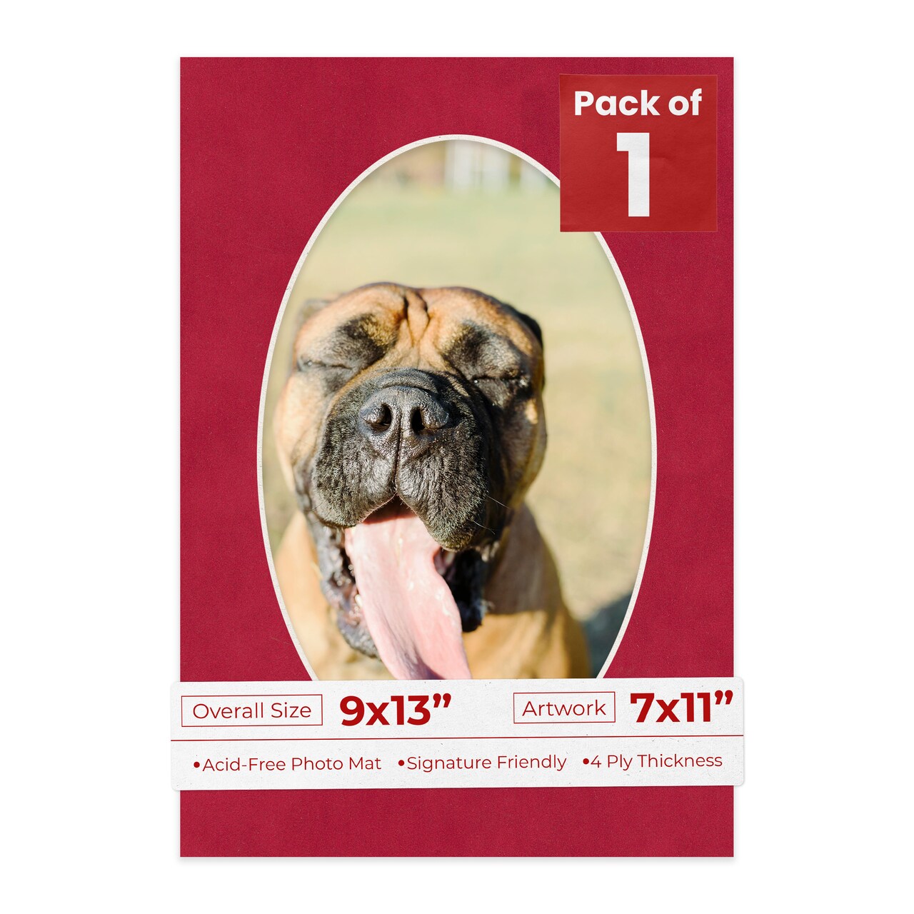 Red Suede Mat Board for 9x13 Frames - Oval Opening for 7x11 Photos